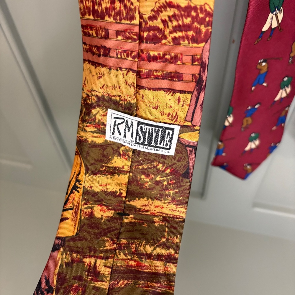 Lot of 3 Vintage Golf Themed Men's Ties (2‎ Silk,1 Poly) 90s Retro - Picture 3 of 8